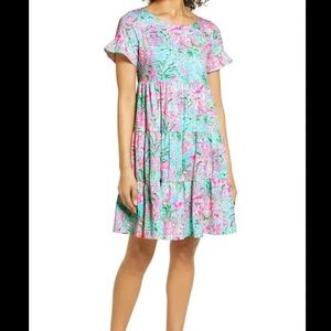Lily Pulitzer Tiered Dress XS - Bali Blue Spotted